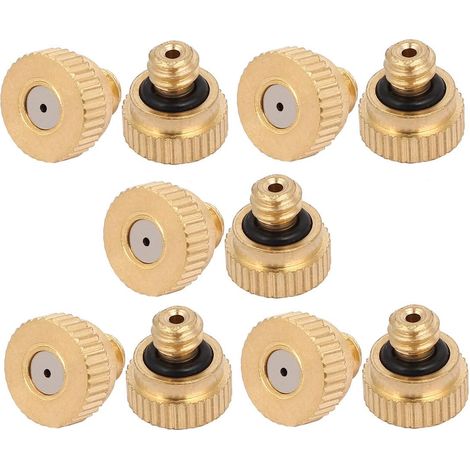 10 pièces. Messing Nebel Düse Sprinklerkopf Edelstahl 0,8mm Öffnung Durchm 9mm Länge de (1/2)