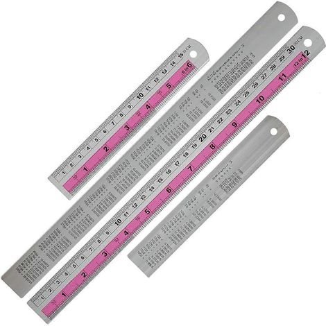 Metalllineal-Set (12+6 Zoll), ideal für DIY-Projekte, Rot