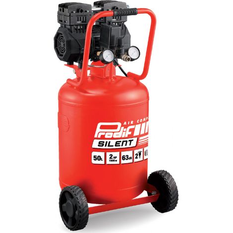 Prodif – Compresseur vertical silencieux 50L 2 CV – Débit 210 L/min – Pression max 8 bars – Niveau sonore 63 dB à 7m