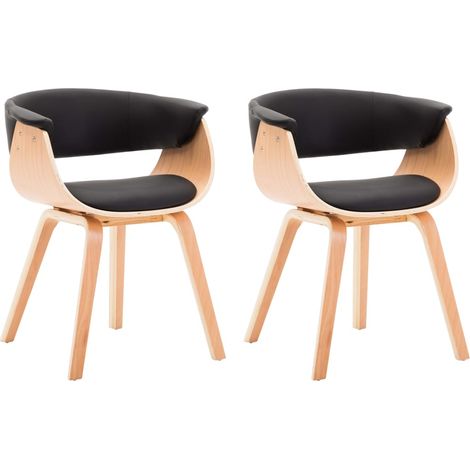Lot de 2 Chaises à manger，Chaise de cuisine noir bois courbé et similicuir CFW60738 (1/5)