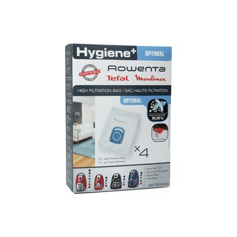 Lot de 4 sacs hygiène+ pour aspirateur Silence Force – Sacs en microfibre – Accessoire compatible avec ROWENTA – Largeur 20cm