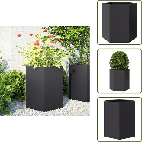 Jardinière noir hexagone 46x40x45 cm acier - Jardinière - Jardinières - Jardinière De Fleurs - Jardinière D'extérieur (1/5)