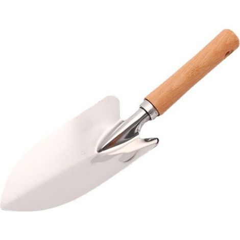 Bêche de jardin à manche en bois, bêche à fleurs en acier inoxydable, pelle pour plantes succulentes en pot, outils de plantation (1/4)