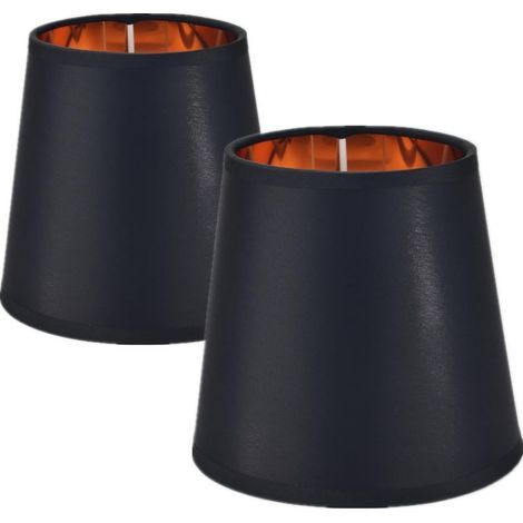 2 abat-jour en lin noir pour ampoules E14, abat-jour de rechange pour lampes de chevet et lampes de table, 15x14x11 cm (1/5)