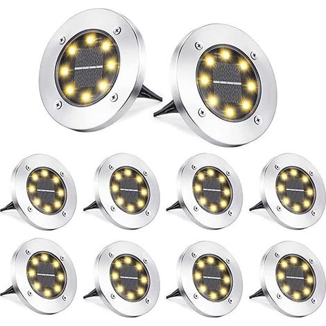 BRAVIX 8 LED Lumière Solaire Extérieur, Lampe Solaires Jardin Au Sol Étanche IP65, Blanc Chaud Pelouse Lumière Decorative Pour Jardin Chemin Terrace Cour Pelouse Escaliers (8 Pièces) (1/5)