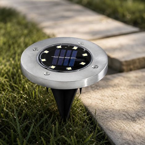 Lot de 4 Lampes Solaires à Encastrer Inox, Éclairage LED Automique Étanche IP65 pour Jardin Terrasse, Ø11.5cm (1/4)