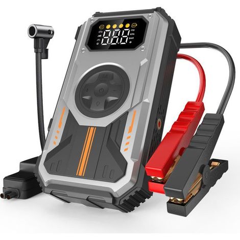 Avviatore per auto Eigotrav PD-270 6000A con compressore d'aria da 150 PSI, batteria esterna da 12000 mAh, 12V, avviamento di emergenza, argento (1/5)