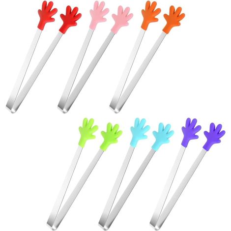 Mini Pinces à Sucre en Acier Inoxydable avec Poignées en Silicone, Pinces Alimentaires pour Enfants pour Candy Bar, Buffet, Finger Food, Fêtes et Barbecue (12,5 cm) (1/5)