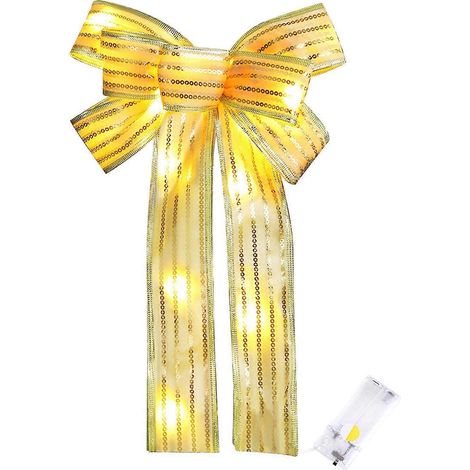 Décorations saisonnières et de fête nœud sapin de Noël, nœud couronne de Noël, nœud couronne de Noël led, lumières led chaudes cime sapin de Noël pour intérieur (1/5)