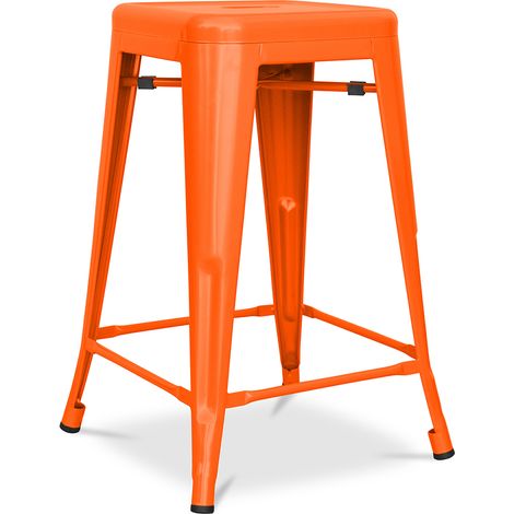 Privatefloor – Tabouret de bar 60cm – Acier mat – Finition mate industrielle – Coussin carré 41x41cm – Pour cuisine et comptoir bar (1/5)