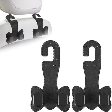 Set di 2 ganci per poggiatesta auto, ganci universali per sedili auto, supporto per poggiatesta sedile posteriore auto, accessori per interni auto, appendiabiti (nero)