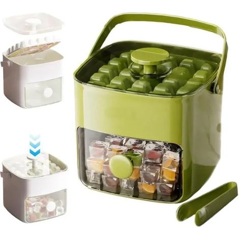 Bac à Glaçons - Non spécifié - 48 Glaçons - Vert - PP de qualité alimentaire - Avec récipient