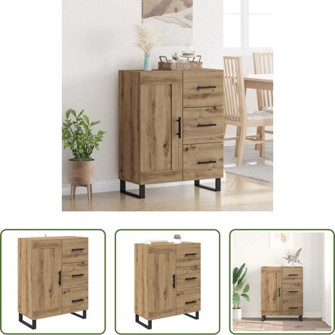 Holzsideboard - Sideboard Artisan-Eiche 69,5 x 34 x 90 cm Verbundholz und Eisen (1/5)