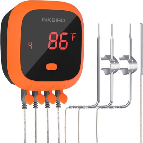 INKBIRD IBT-4XC Küchenthermometer, Fleischthermometer, Grillthermometer, Bluetooth-Thermometer mit 4 Sonden, wiederaufladbar, wasserdicht, magnetisch