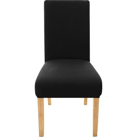Housse de chaise de mariage en jacquard extensible, lavable en intérieur, bon marché, noire, pour salle à manger (1/3)