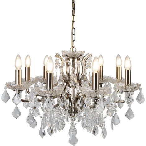 Searchlight Paris - Lampadario a 8 luci con finitura in ottone anticato, attacco E14 (1/5)