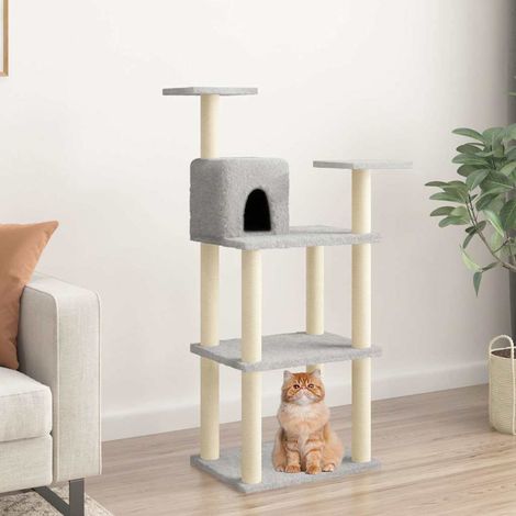 vidaXL Rascador para gatos con postes de sisal gris claro 118,5 cm (1/5)