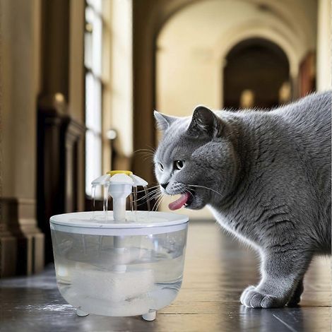 Fuente de agua automática para mascotas, dispensador de agua para gatos y perros con forma de flor y gran capacidad, fuente de agua potable autocirculante. (1/5)