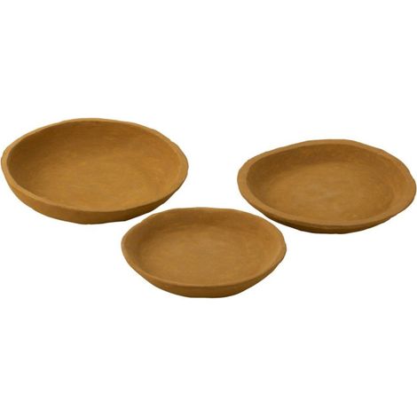 Lot de 3 Coupelles Déco "Papier Mâché" 40cm Jaune (1/3)