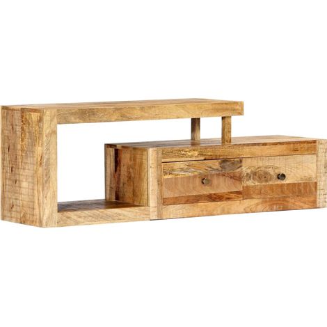 Meuble télé buffet tv télévision design pratique 120 cm bois massif de manguier