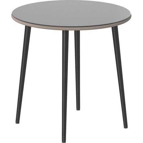 GagaTable de jardin en acier table de buffet avec cadre en acier bord en rotin PE pieds reglables 4 personnes 80 x 80 x 74 cm gris (1/5)