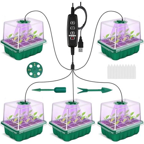 Ensemble De Propagation - Mini Serre Avec LED Et Minuteur - Contrle Humidité Ajustable - Set 5 Pièces (1/5)