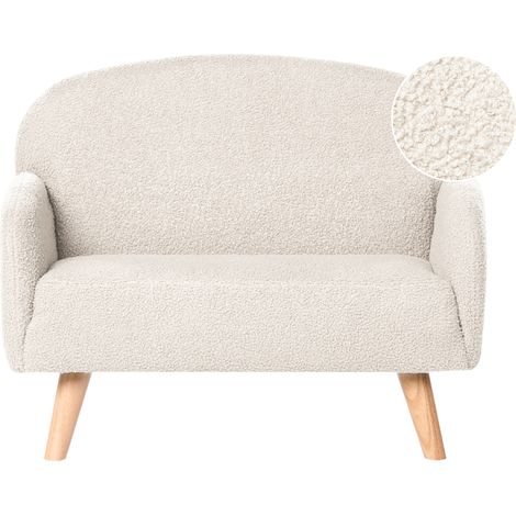 Sofá infantil tapizado de bouclé con reposabrazos para niños pequeños beige Ottal (1/5)