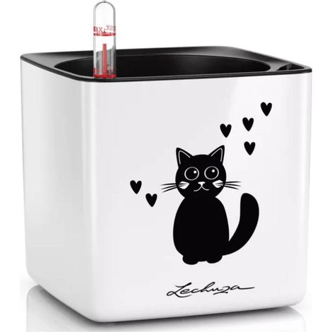 Pot de fleurs multicolore Cube Glossy 14 Blanc très brillant (1/4)
