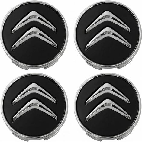 4 pcs Cache Moyeux pour Citroën 60mm,ABS Cache Moyeux,Enjoliveurs de Roue en Alliage,Capuchon Enjoliveur Centre Roue Compatible avec Citroën C1 C2 C3 C4 C5 Moyeu Aluminium, Noir (1/5)