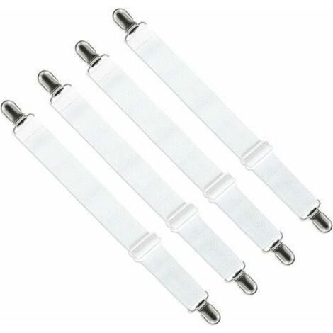 Housse réglable pour draps tendeurs (33cm à 140cm,Largeur:2.5cm), housses de repassage sangles élastiques (blanc, set de 4) (1/4)