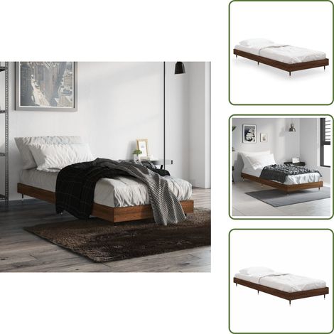 Cama de madera contrachapada - vidaXL Estructura de cama sin colchón madera marrón roble 75x190 cm - Cama de metal