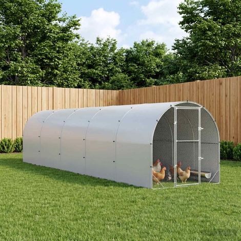 vidaXL Chicken Coop Silver 1000 x 200 x 200 cm Galvanised Steel (1/5)
