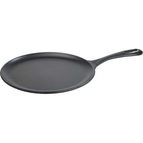 Victoria 34504 Plancha Cocina Inducción Comal Hierro Fundido Esmaltado, Pizza Tortillas 26,6cm Fuego, Barbacoa  Negro