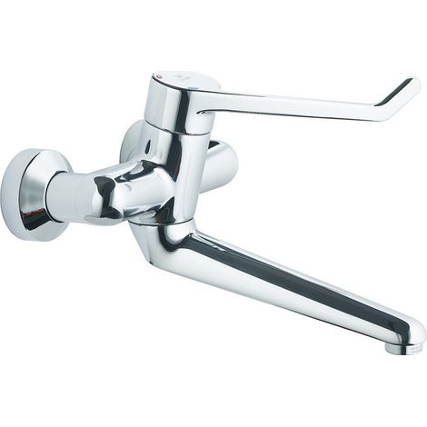 Rubinetto di sicurezza a parete per lavabo CERAPLUS monocomando 280mm 180mm leva n. Connessioni bloccabili