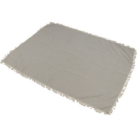 Rechteckige Tischdecke aus Polyesterfasern, dekorative Tischdecke mit Spitzenfransen für Zuhause, Restaurant, Hotel, beigegrau, 140 x 180 cm (1/5)