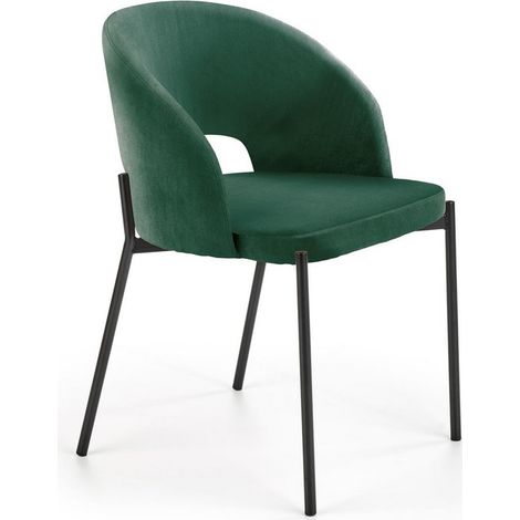 Chaise contemporaine en velours vert avec pieds en métal noir FERGIE (1/5)