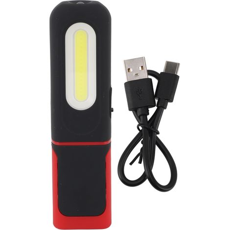 Ortviai Lampe de travail LED rechargeable magnétique portable pour réparation auto, secours et pannes – noir/rouge