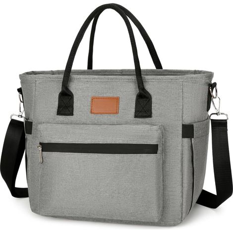 Sacs à Lunch Isothermes pour Femme Homme,15L Grande Capacité Sac Isotherme Repas Portable Lunch Bag Pour Pique-nique/école/Bureau (15L,Gris)