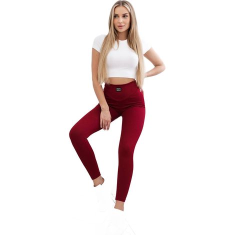 Leggings a coste bordeaux