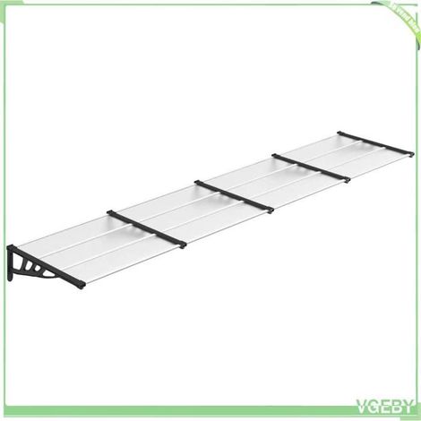 Auvent de porte - FAFEICY - 153689 - Noir et transparent - Polycarbonate creux - 396x90 cm (1/5)