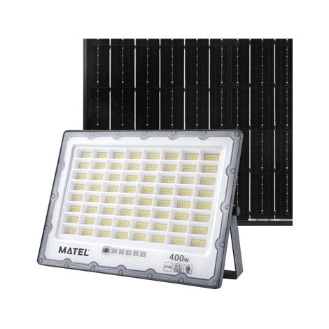 Projecteur LED avec panneau solaire programmable et télécommande (400W 3CCT 3000lm) IP65 31,6x22,5cm gris (1/5)