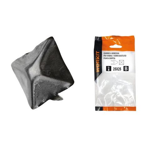 CHIODO A BORCHIA PUNTA DOPPIA SELF WORKIT - X MOBILI FERRO BATTUTO MM 20X20 CF=PZ 5- 2 confezioni