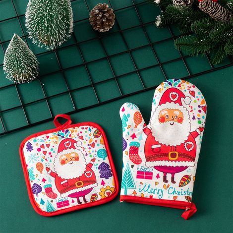 Mittes De Four - Résistantes À La Chaleur - Pour Cuisson Et Pâtisserie - Motif Noël - 27 X 17 Cm - Lot De 2 (1/5)