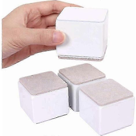 Lot de 4 cales rehausseuses de 5 cm pour meubles, 6 cm de long, compatibles avec canapés, lits et armoires, blanches et carrées. (1/5)