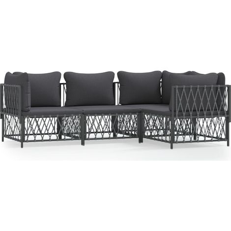 Set Salotto da Giardino 4 pz con Cuscini in Acciaio Antracite (1/5)