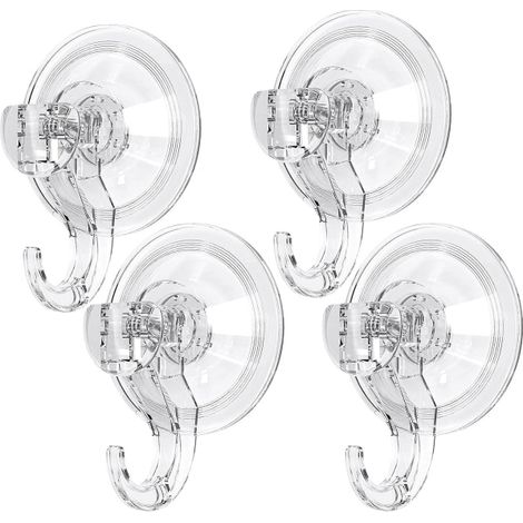 Ventouses transparentes réutilisables ultra-résistantes (3 kg), crochets à ventouse pour salle de bain, cuisine, fenêtre, sacs, vestes, chapeaux, serviettes, lot de 2 (1/4)
