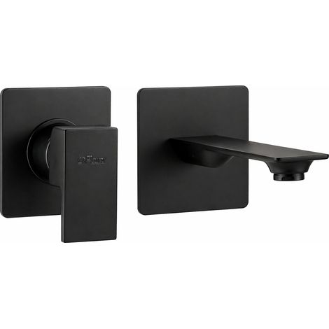 Mélangeur de lavabo mural en noir mat avec une bouche de 170 mm de long Paini Venti V2YO208TC  Noir mat