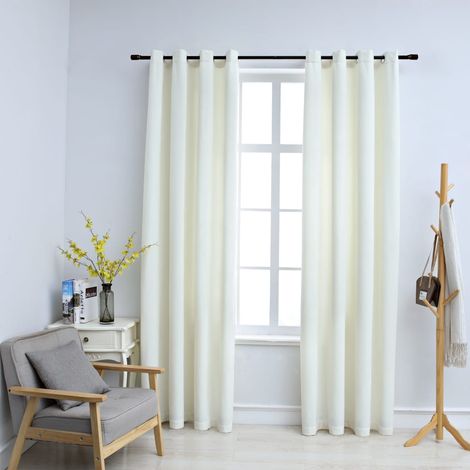 Lot de 2 Rideaux occultants,Décoration Chambre Fenêtre,Rideau Thermique Isolant avec anneaux Velours Crème 140x245 cm GDSVW31307 (1/4)