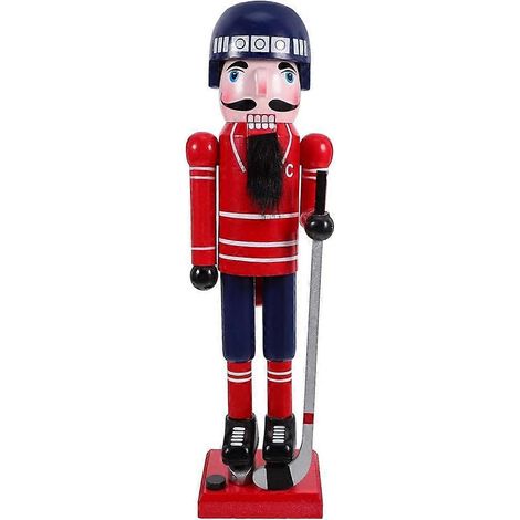 Casse-noisette en bois, marionnette de joueur de hockey, décoration de table, cadeau pour les amis, sur le thème du hockey de Noël. Décoration de table idéale pour les fêtes. (1/5)