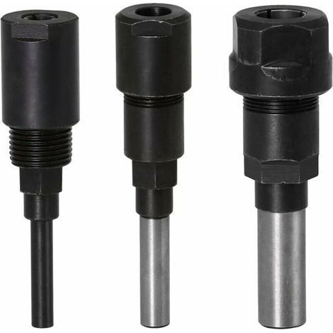 Router Collet Extension Router Bit Collet Extension and Trimming Trimming Engraving Machine Extender Woodworking Chuck Holder Milling Cutter (1/4 Shank+8MM Shank+1/2 Shank) (1/4)